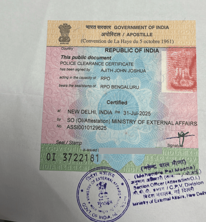 How does a PCC apostille look like